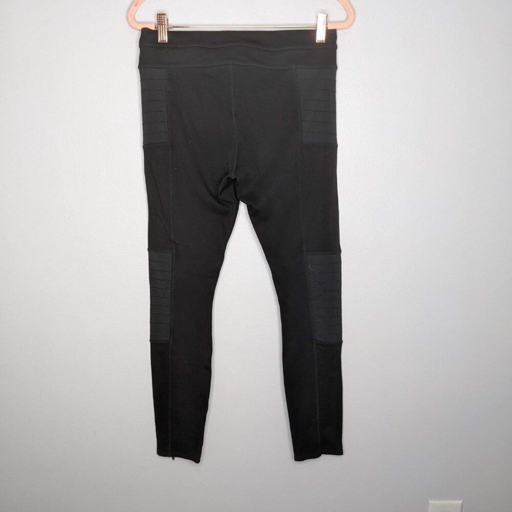 Athleta Black Trailsetter Motion Ankle Zip Ponte Moto Pants With Pockets Size 6 - Picture 7 of 9